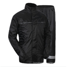 Reflective stripe waterproof nylon rain jacket pants for men